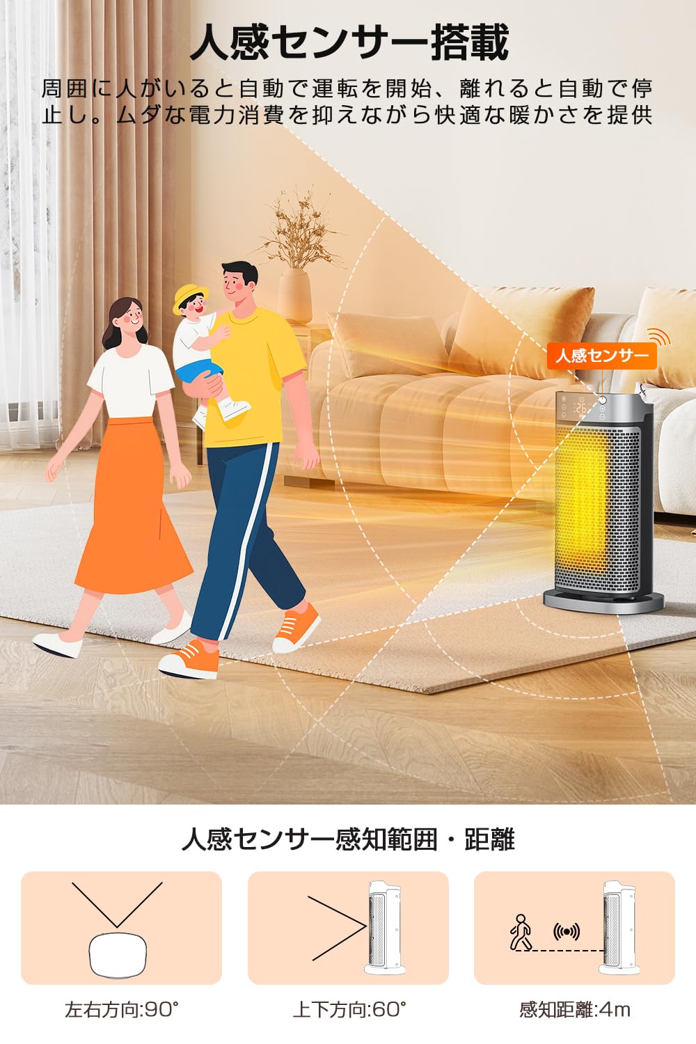 Amazon | 【2025冬新型 瞬間速暖】 セラミックファンヒーター AI自動